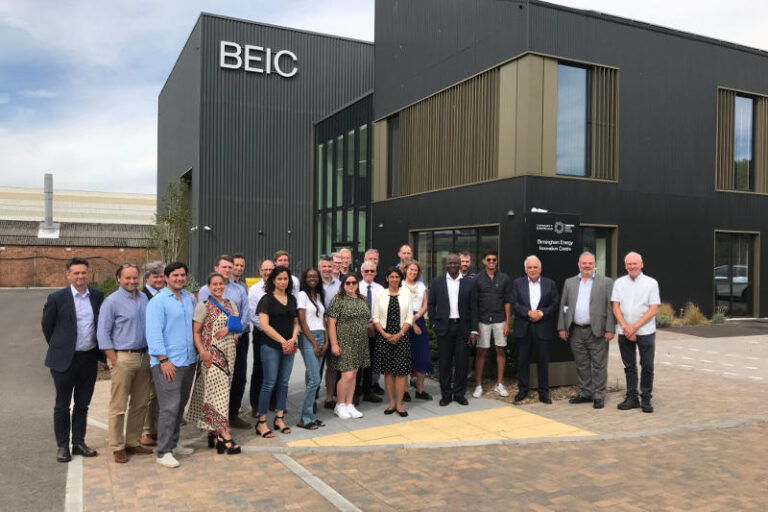 Participants in the Climate Innovation Platform programme outside the Birmingham Energy Innovation Centre